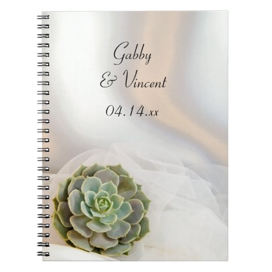 Groen Succulent op White Wedding Guest Book Notitieboek (Voorkant)