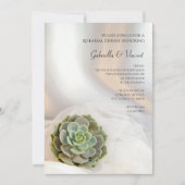 Groen Succulent op White Wedding Rehearsal Dinner Kaart (Voorkant)