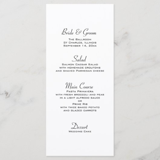 Groen Succulent op Wit Wedding Menu (Voorkant)