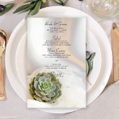 Groen Succulent op Wit Wedding Menu