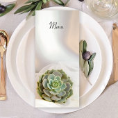 Groen Succulent op Wit Wedding Menu