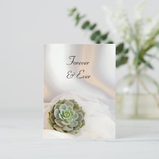 Groen Succulent op Wit Wedding sparen de Datum Aankondigingskaart (Staand voorkant)