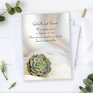 Groen Succulent op Wit Wedding sparen de Datum Kaart