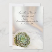 Groen Succulent op Wit Wedding sparen de Datum Kaart (Voorkant)