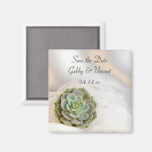 Groen Succulent op Wit Wedding sparen de Datum Magneet (Voorkant / Achterkant)