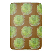 Groen Succulent Patroon Aardse Bruine Badmat (Voorkant Verticaal)