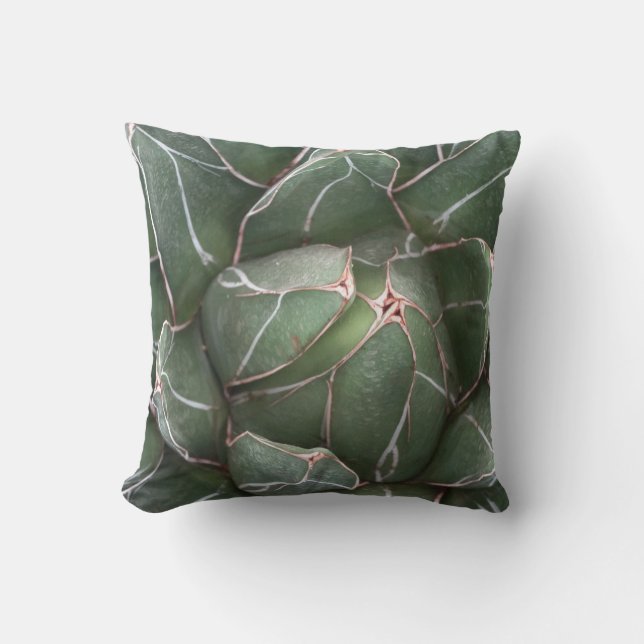 Groen Succulent Plant Throw Cushion 41 cm x 41 cm Kussen (Voorkant)