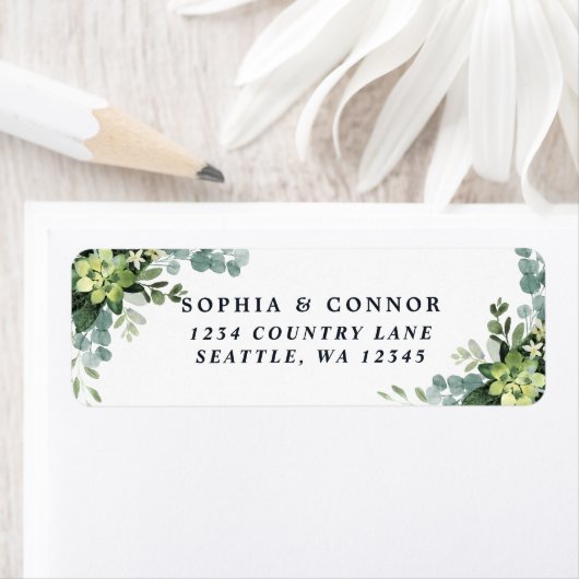 Groen Succulent Return-adres Etiket (Insitu)