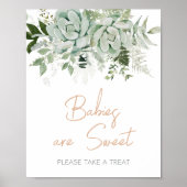 Groen Succulenten Baby shower Baby's zijn zoet Poster (Voorkant)