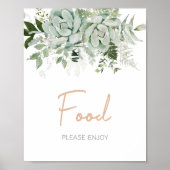 Groen Succulenten Baby shower Eten Poster (Voorkant)