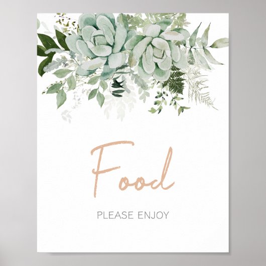 Groen Succulenten Baby shower Eten Poster (Voorkant)