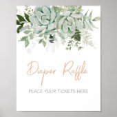Groen Succulenten Baby shower Luier Raffle Poster (Voorkant)