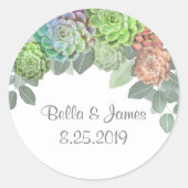 Groen Succulenten Ronde Stickers (Voorkant)
