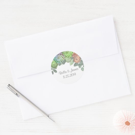 Groen Succulenten Ronde Stickers (Envelop)