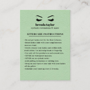 GROEN Suede Wimper Browbar Aftercare Instructies Visitekaartje