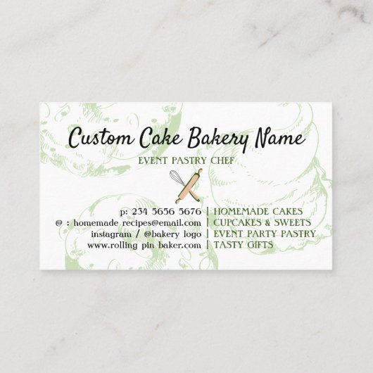 Groen suikerwerk Baker leuk meisje Visitekaartje (Achterkant)