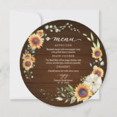 Groen Sunflower Herfst Bruiloft Borrel Cirkel Menu Kaart (Voorkant)