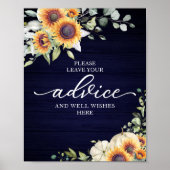 Groen Sunflowers Bruids douche Advies Bord Poster (Voorkant)