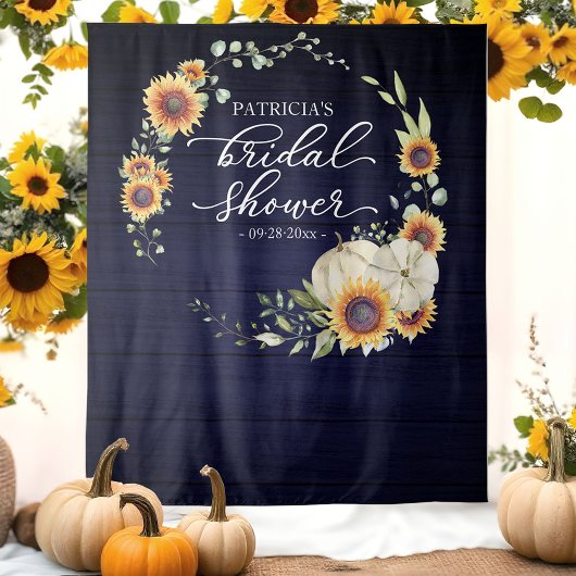 Groen Sunflowers Herfst Bruiloft Feest Achtergrond Wandkleed
