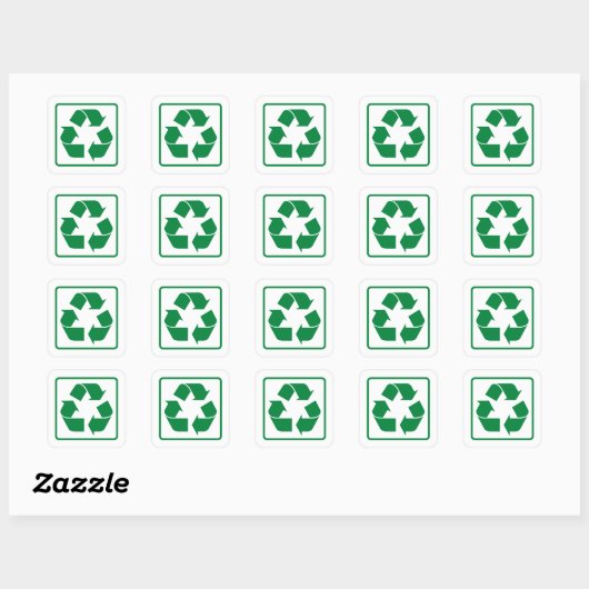 Groen symbool recyclen vierkante sticker (Vel)
