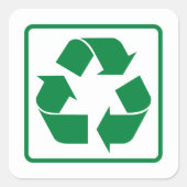 Groen symbool recyclen vierkante sticker (Voorkant)