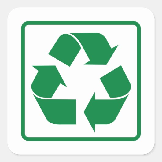 Groen symbool recyclen vierkante sticker (Voorkant)