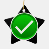 Groen symbool vinkje keramisch ornament (Voorkant)