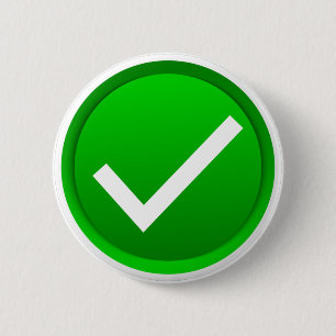 Groen symbool vinkje ronde button 5,7 cm