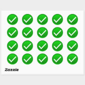 Groen symbool vinkje ronde sticker (Vel)