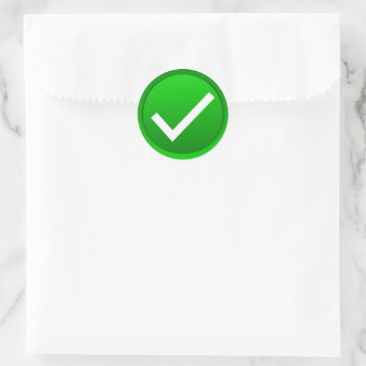 Groen symbool vinkje ronde sticker (Tas)