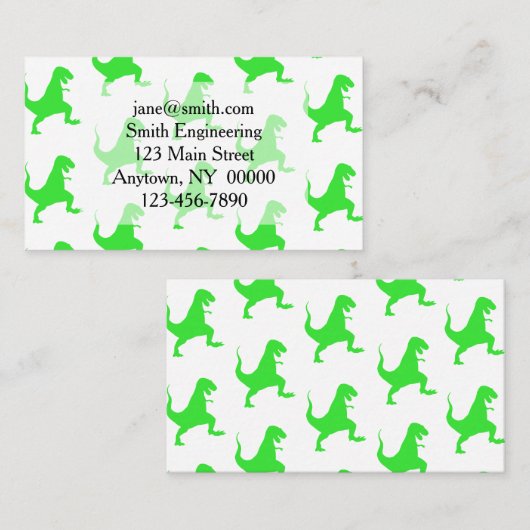 Groen t-rex-patroon visitekaartje (Voorkant / Achterkant)
