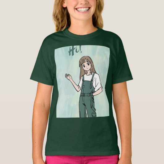groen t-shirt met leuke design (Voorkant)