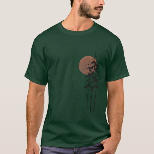 Groen T-shirt met Moon en Forest Design (Voorkant)