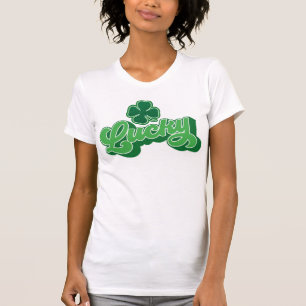 Groen T-shirt met vierbladige klaver en geluksbren