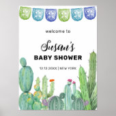 Groen Taco Fiesta Cactus Baby shower Welkom Poster (Voorkant)