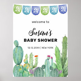 Groen Taco Fiesta Cactus Baby shower Welkom Poster
