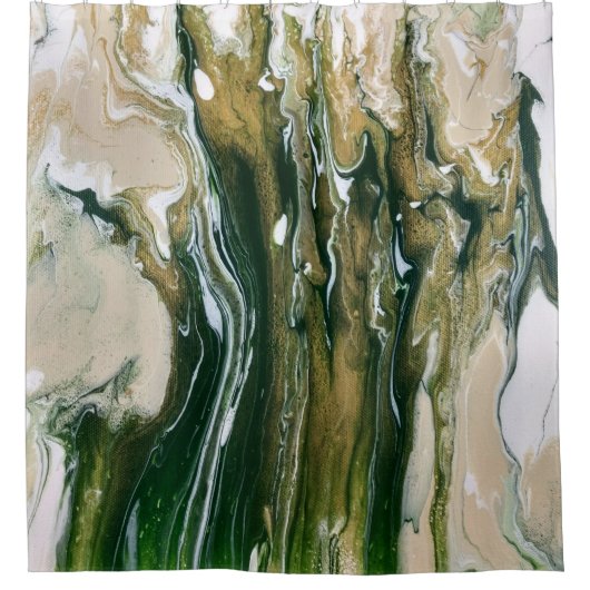 Groen & Tan Abstract Douchegordijn (Voorkant)