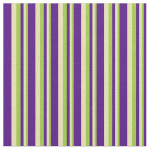 Groen, Tan en Indigo Striped/Lined Pattern Stof