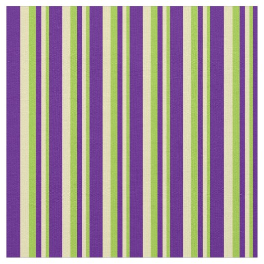 Groen, Tan en Indigo Striped/Lined Pattern Stof (Close Up)