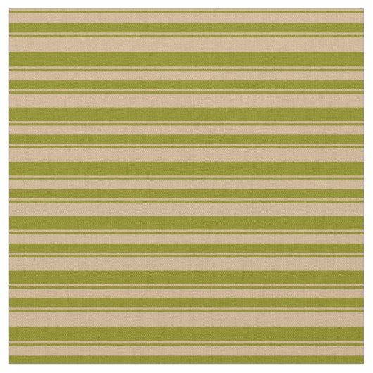 Groen & Tan Stripes/Lines Patroon Stof (Close Up)