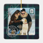 Groen Tartan Betonverdelingspakket 2 Fotofamilie Keramisch Ornament (Achterkant)