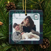 Groen Tartan Betonverdelingspakket 2 Fotofamilie Keramisch Ornament