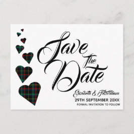 Groen Tartan Hart Save the Date Briefkaart