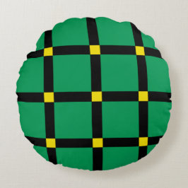 Groen Tartan Rond Kussen