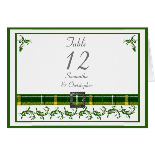 Groen tartan-tabelnummer (Voorkant Horizontaal)