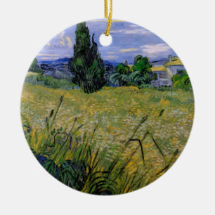 Groen tarweveld met cipres door Vincent van Gogh Keramisch Ornament