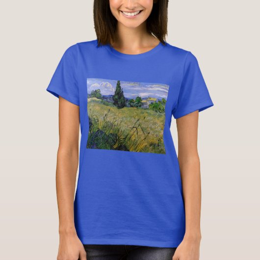 Groen tarweveld met cipres door Vincent van Gogh T-shirt (Voorkant)