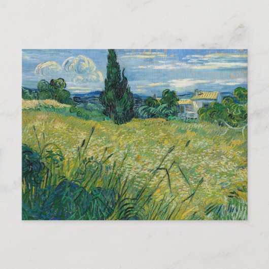 Groen tarweveld met cipres | Vincent van Gogh Briefkaart (Voorkant)