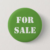 Groen TE KOOP Typografie Ronde Button 5,7 Cm (Voorkant)