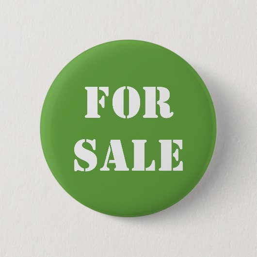 Groen TE KOOP Typografie Ronde Button 5,7 Cm (Voorkant)